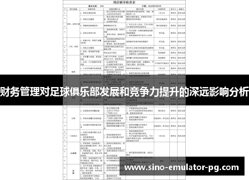 财务管理对足球俱乐部发展和竞争力提升的深远影响分析 财务管理对足球俱乐部发展和竞争力提升的深远影响分析