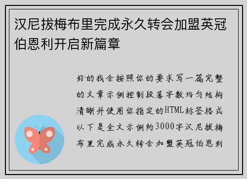 汉尼拔梅布里完成永久转会加盟英冠伯恩利开启新篇章